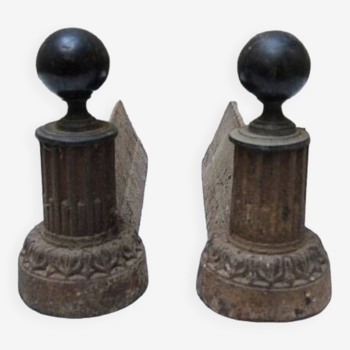 Old neoclassical style cast iron andirons