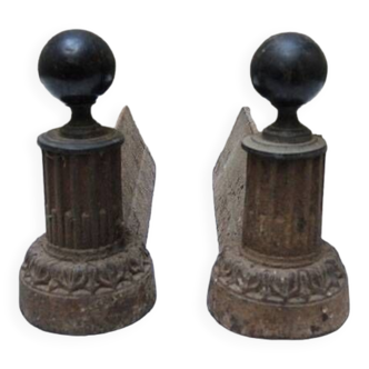 Old neoclassical style cast iron andirons