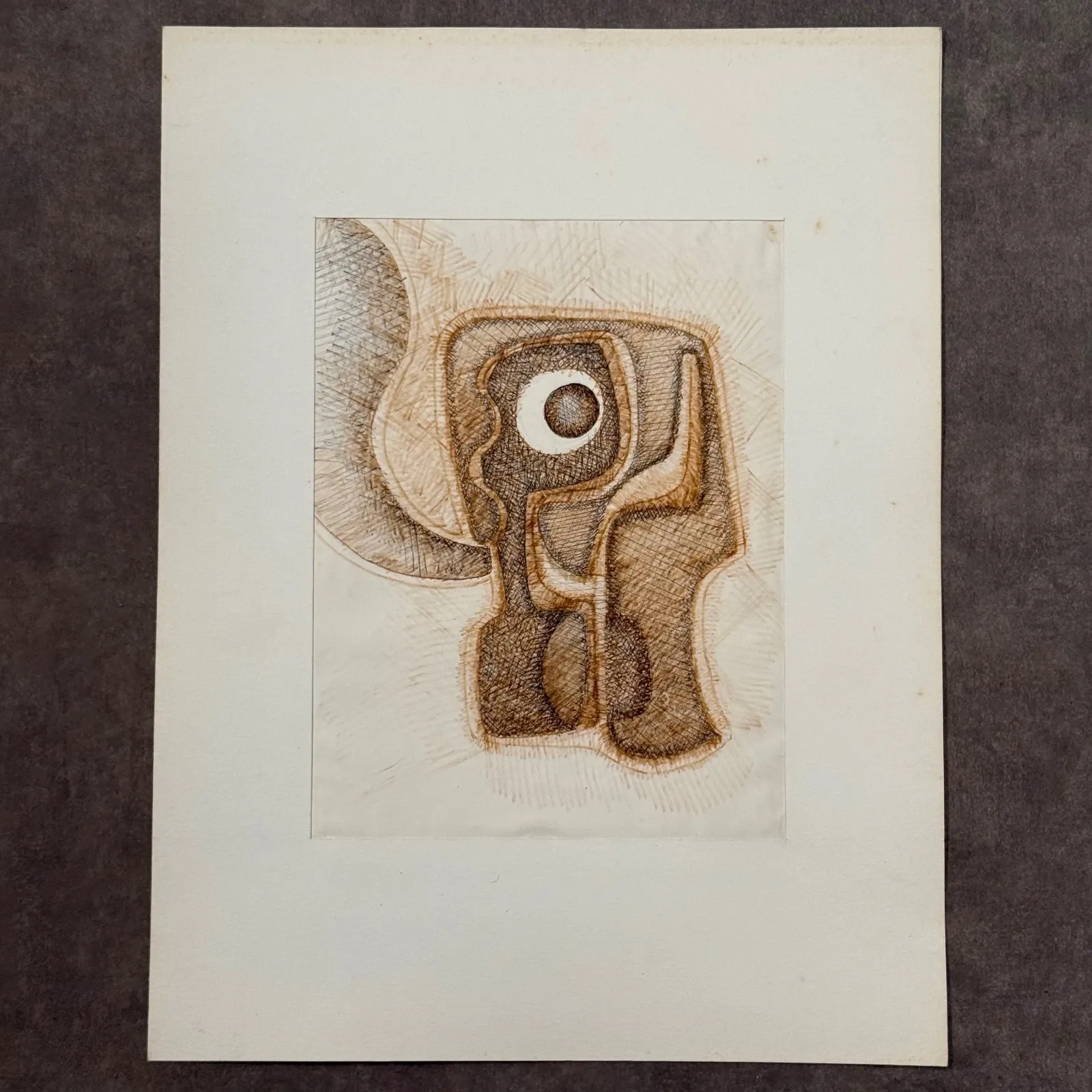 Modern composition drawing 1970 by François de Chabot