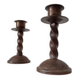 Pair of vintage wrought iron candlesticks