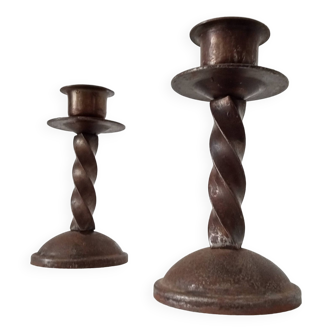 Pair of vintage wrought iron candlesticks