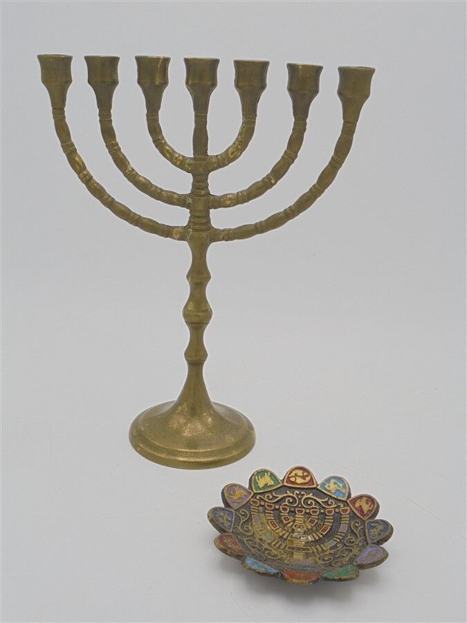 Brass ménorah chandelier