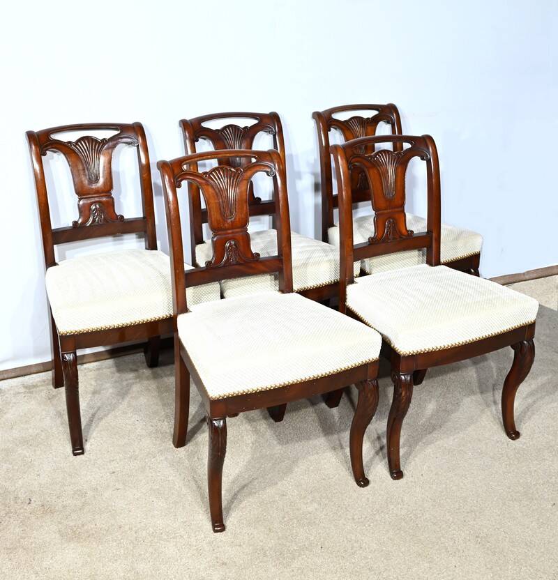Suite of 5 Cuban Mahogany Chairs, Restoration Period – Early 19th Century
