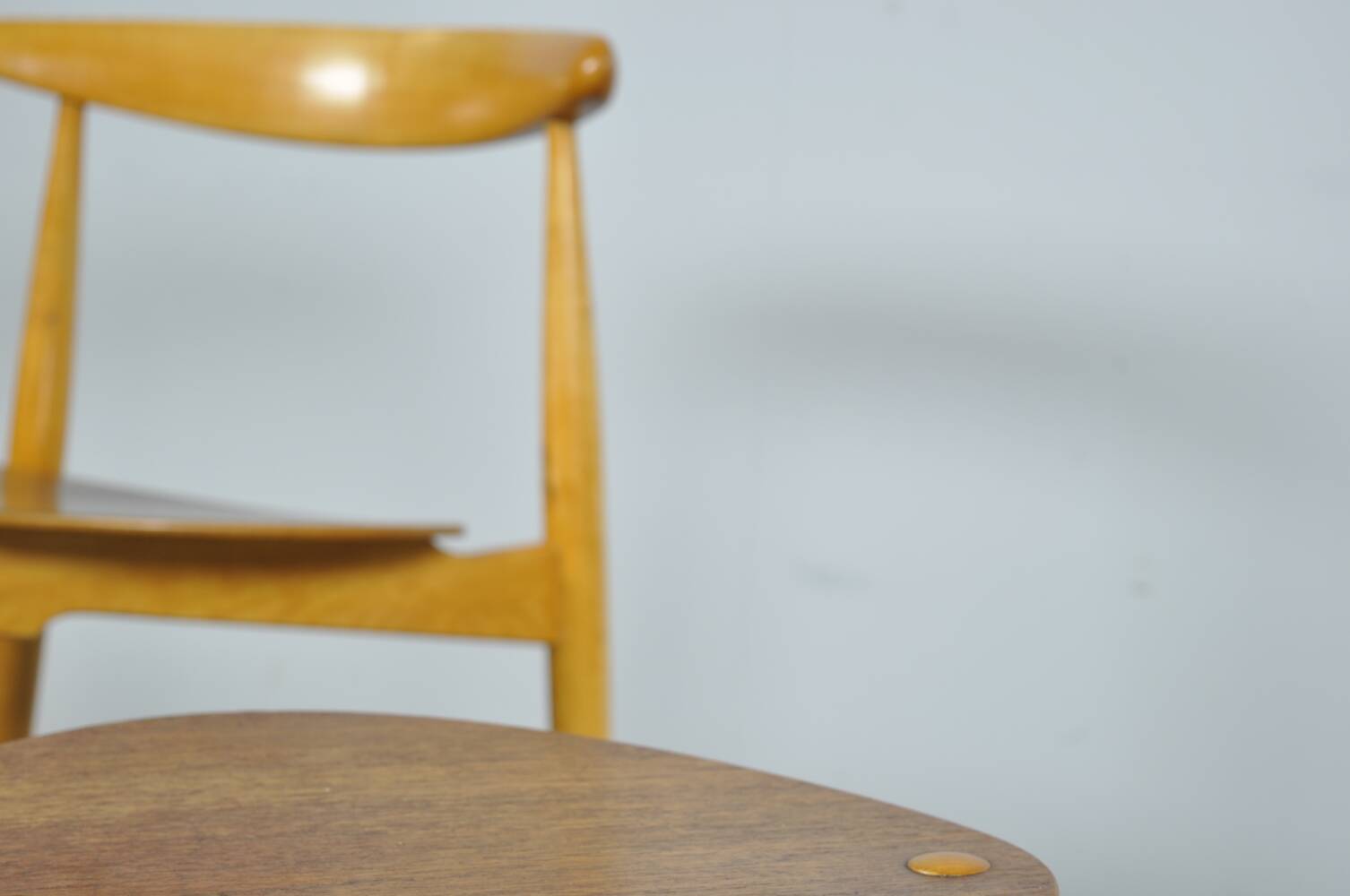 🟡 Beech & teak dining chairs, Hans J. Wegner & Fritz Hansen, Denmark 1950s