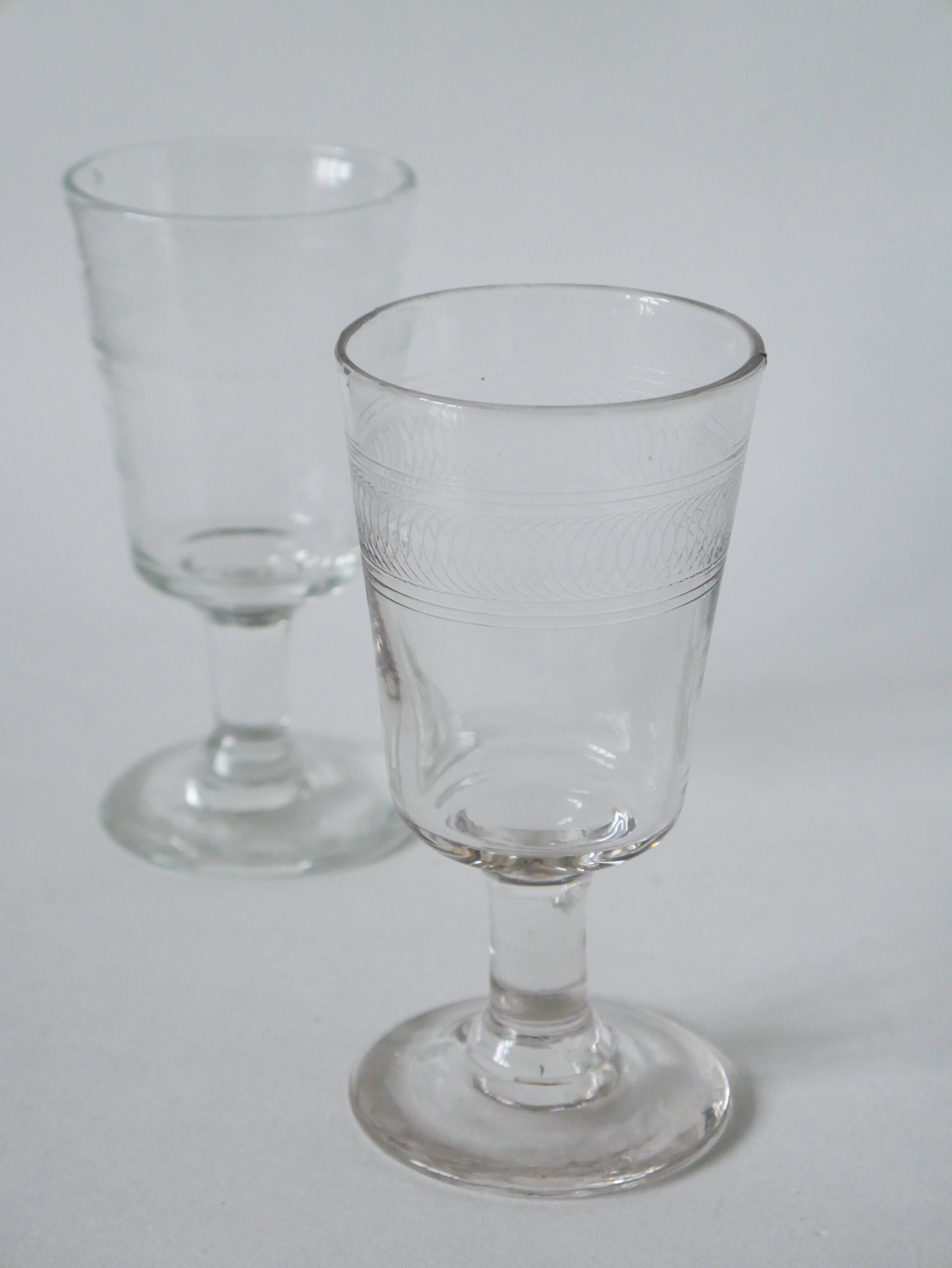 Lot de 6 verres à vin dépareillés XIXème