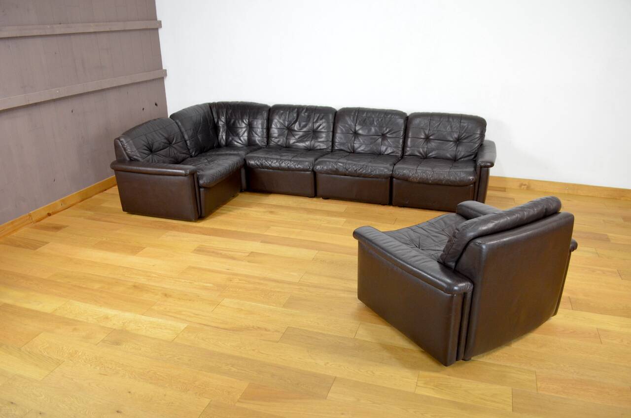 Modular vintage leather lounge from the 1970s/1980s