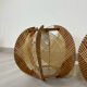 Pair of Scandinavian pendant lamps in wood and wires