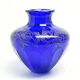 Art déco vase, cobalt crystal, Józefina Glassworks, Poland, 1930s