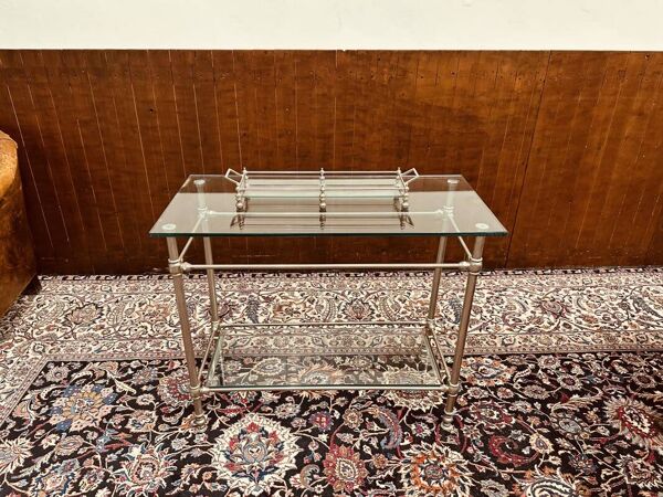 Table d'appoint Eichholtz Regency en étain et verre