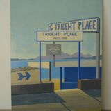 Modernist painting seen from Antibes Trident beach 70s Paliero Klingue