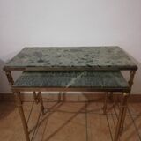 Vintage brass and marble nesting tables