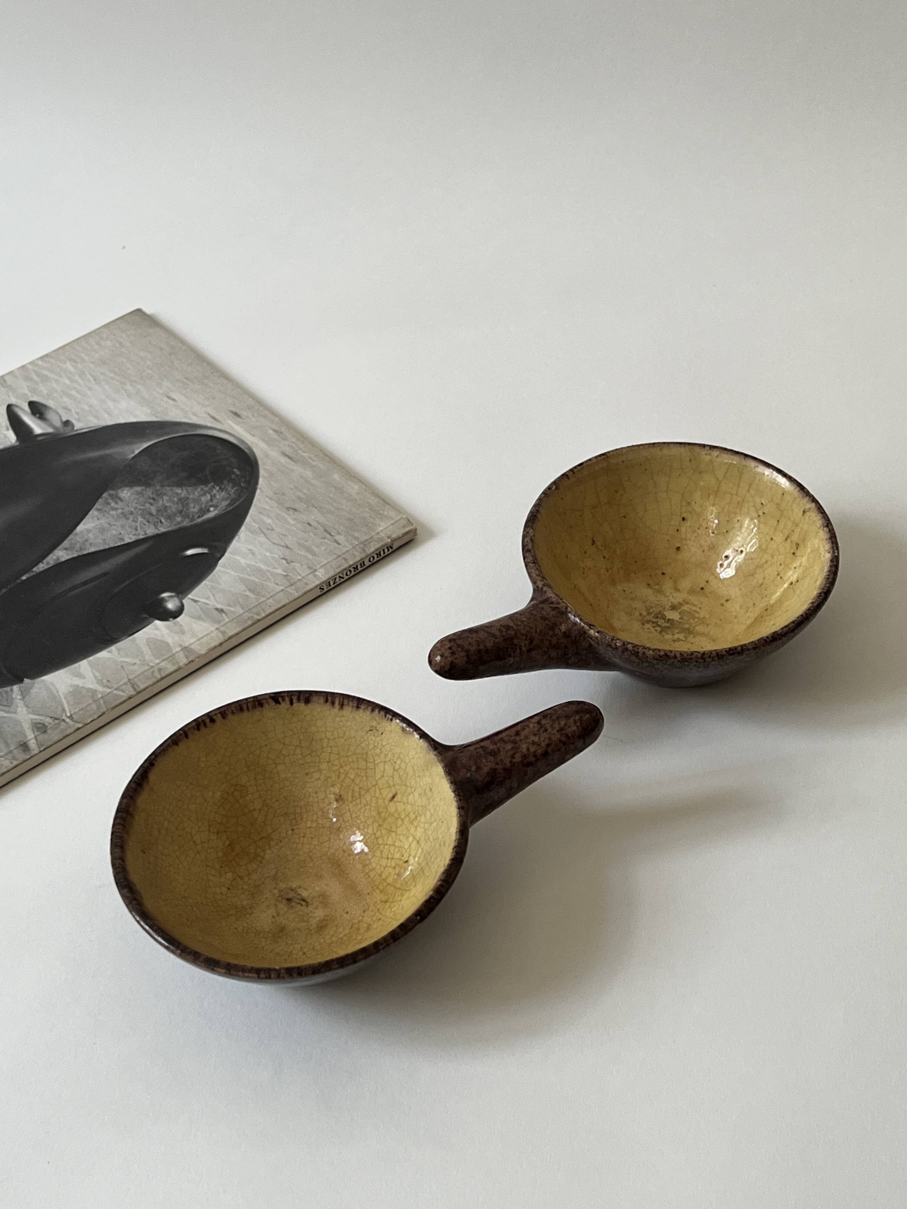 Set of ceres glazed ceramic ramekins, stoneware, france, 1960