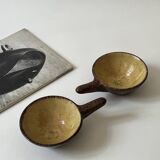 Set of ceres glazed ceramic ramekins, stoneware, france, 1960