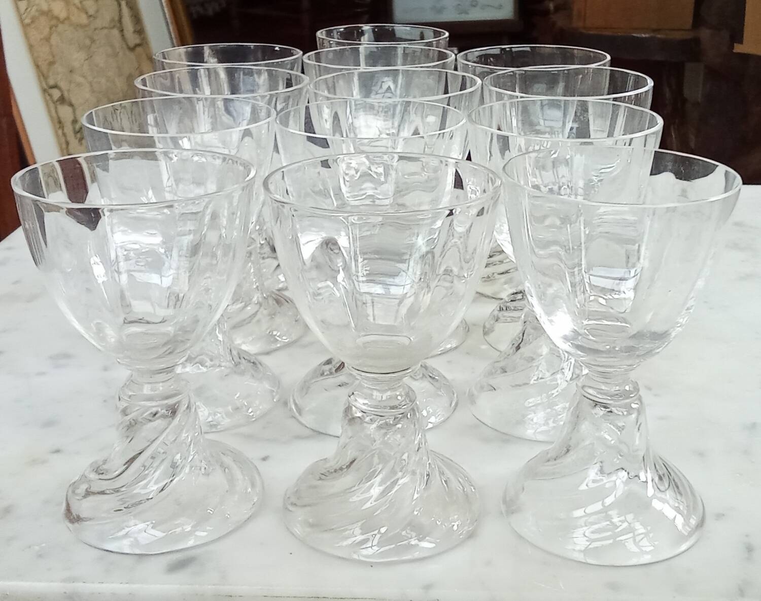 Set of 14 Saint Louis crystal aperitif glasses