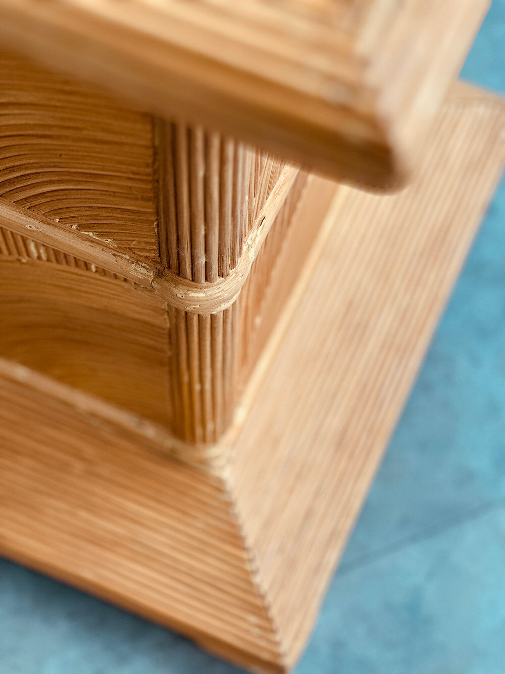 French split bamboo pedestal / plinth, 1970s