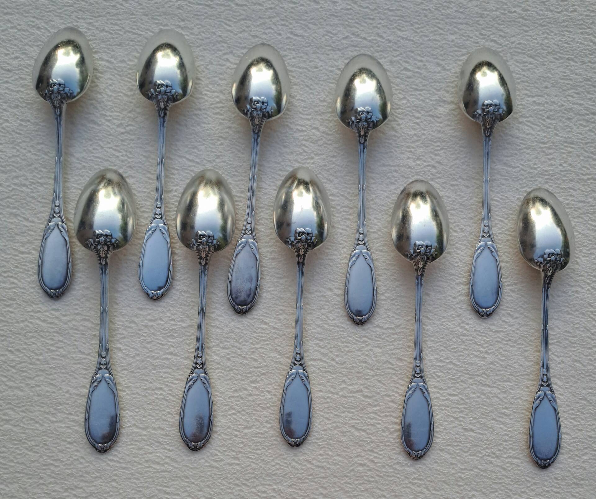 10 small silver-plated metal spoons SF Saglier Frères
