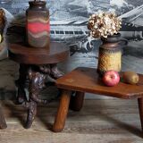 Tripod stool Art-popular vines, solid wood top