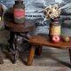 Tripod stool Art-popular vines, solid wood top
