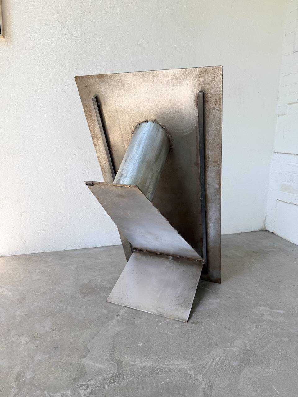 Handcrafted metal coffee table from the 1970s