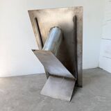 Handcrafted metal coffee table from the 1970s