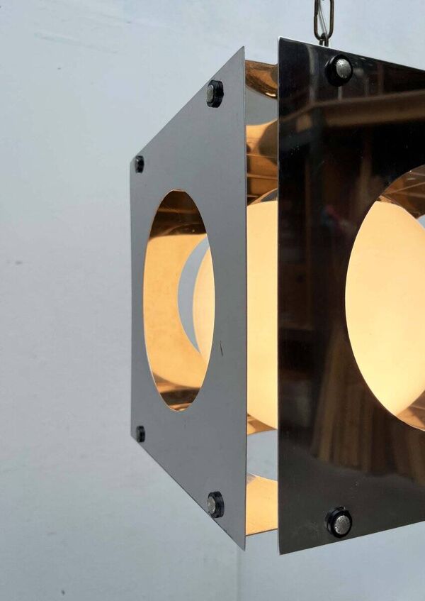 Suspension en métal et verre cubo de style Space Age italien du milieu du siècle par Tronconi, années 1960