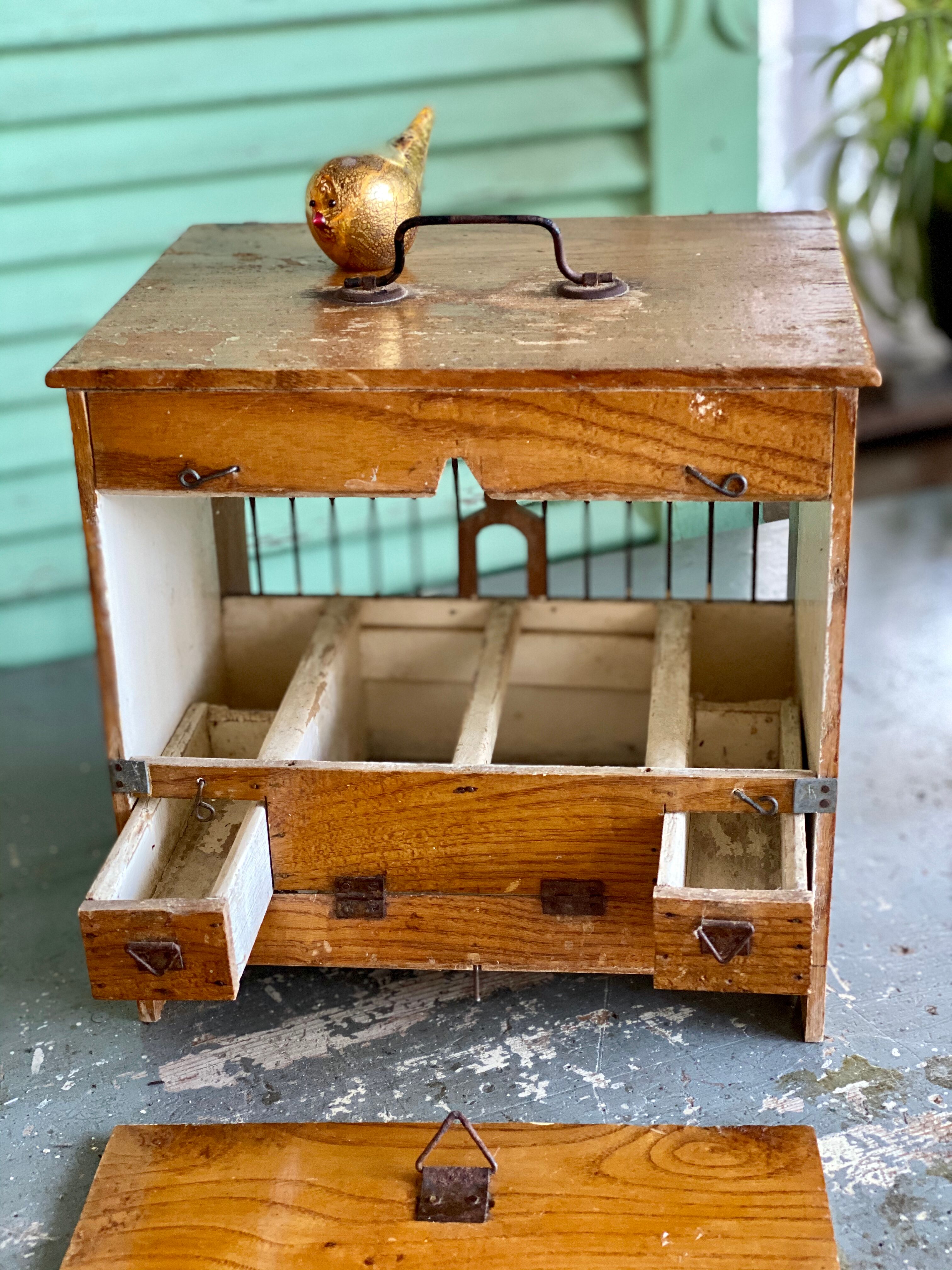 Wooden and steel bird cage