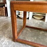 Canework and dark wood bench