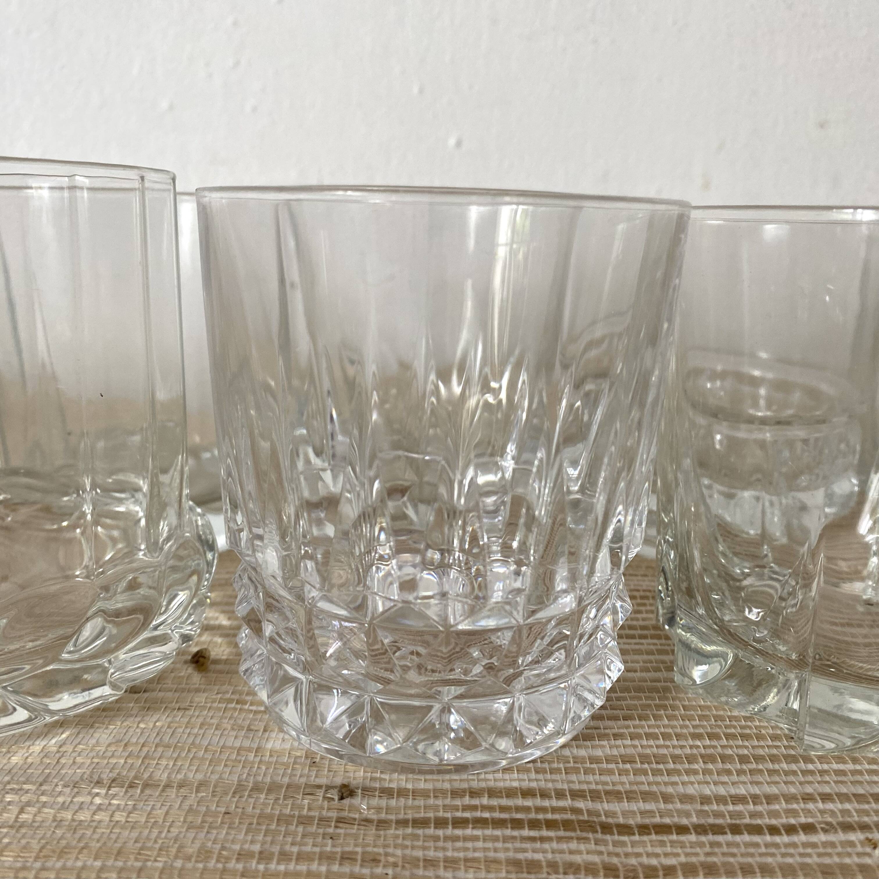 Whiskey glasses, mismatched water glasses