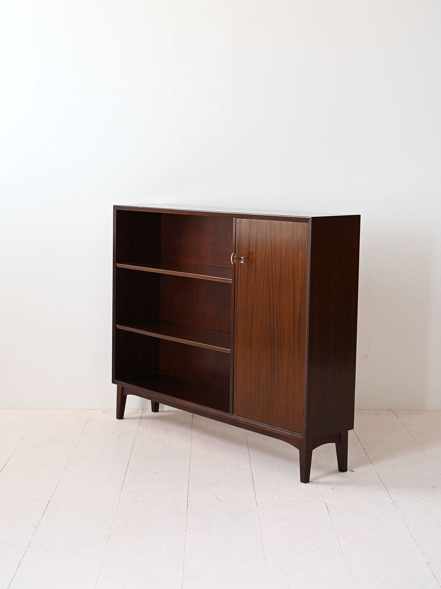 Vintage bookshelf with a door