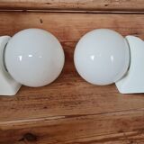 Pair of white opaline wall lamps