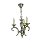 French brushed silver metal 3 light chandelier scroll leaf detail