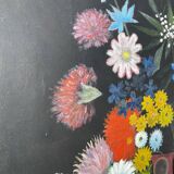 Bouquet de fleurs huile sur toile signé