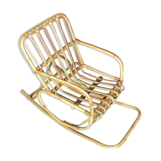 Children's rocking chair in vintage rattan 60 70