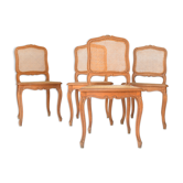 Suite de 4 chaises cannées de style Louis XV