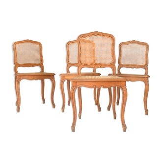 Suite de 4 chaises cannées de style Louis XV