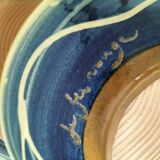 Pair of handcrafted bowls by Le Fer Rouge with blue and beige decor