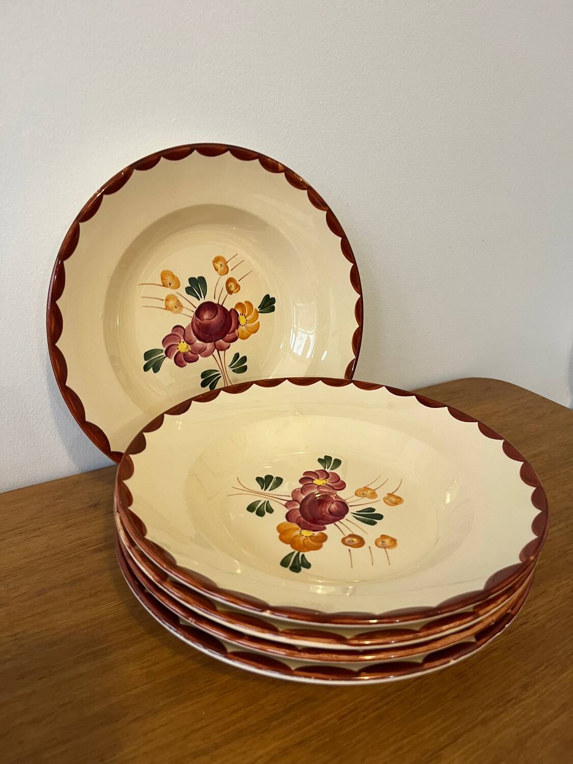 Set of 5 "Agen" soup plates by Longchamp