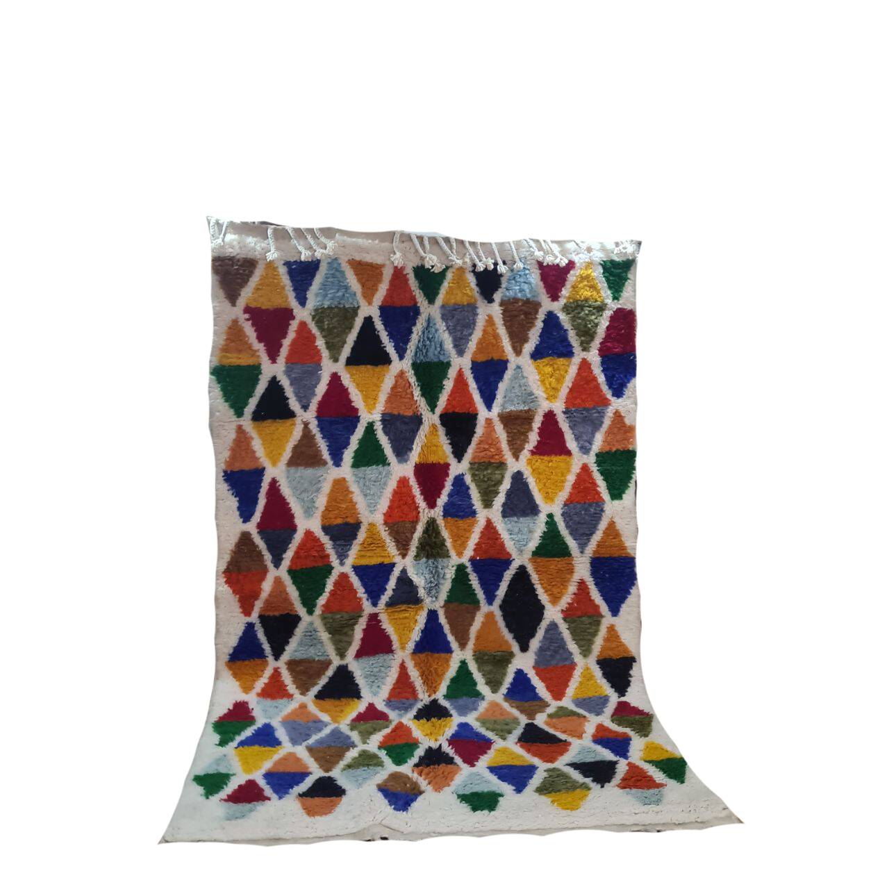 Colorful handmade wool Berber rug 250 x 150 cm