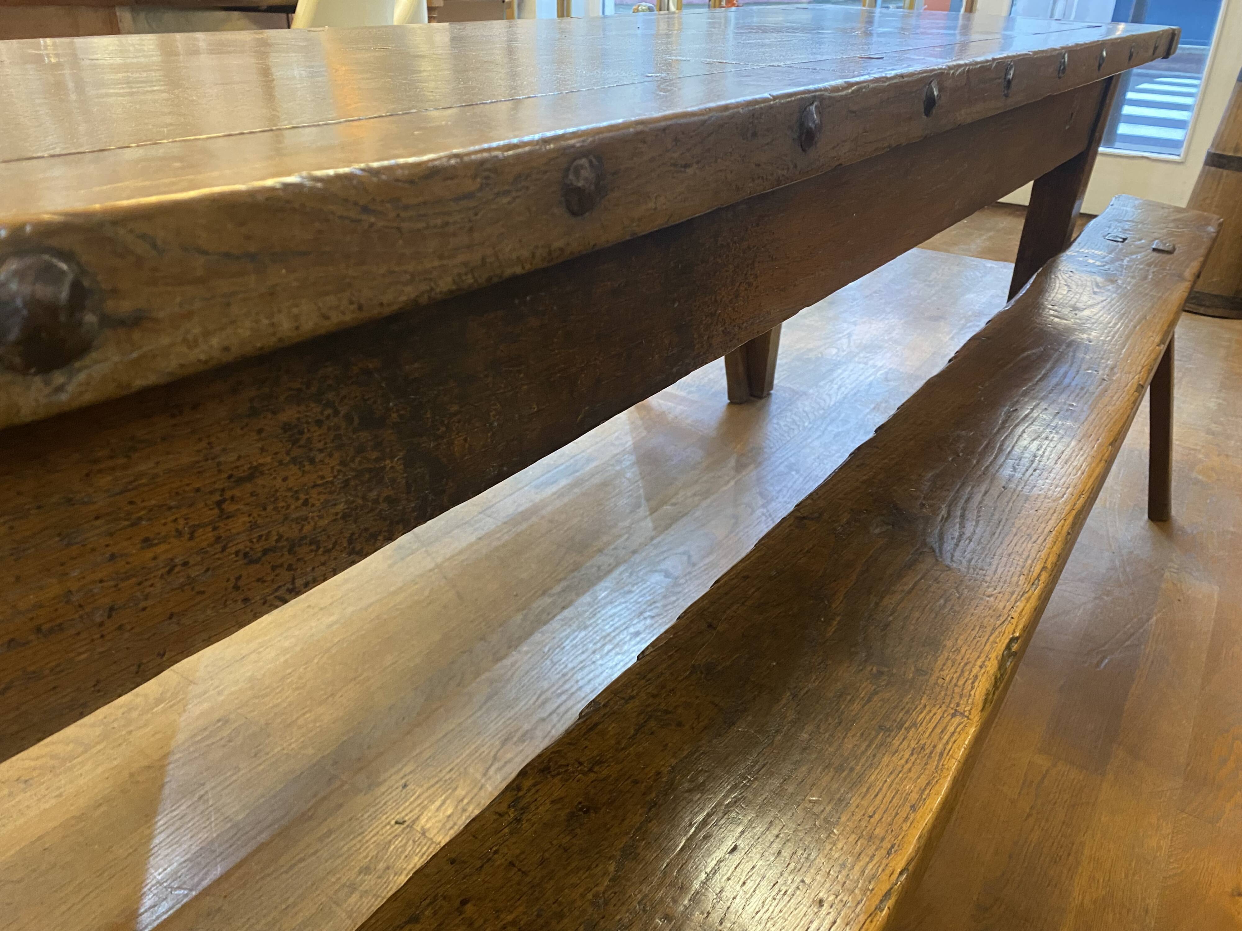 Farm table with its 2 benches.
