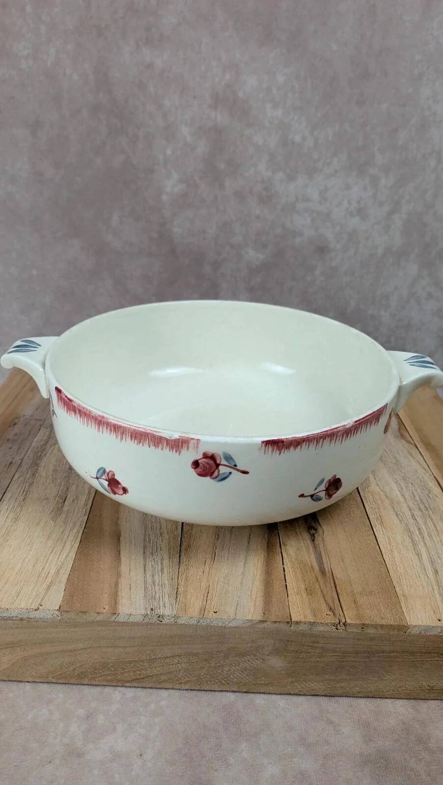 Soup tureen / salad bowl Gien Venice Poitevine hand-painted