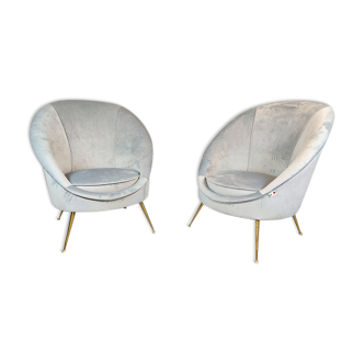 Pair of Mid-Century style Blue Armchairs