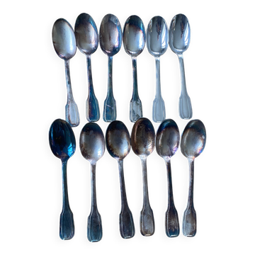 12 grandes cuillères métal argenté art déco