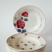 Set of 6 mismatched soup plates Badonviller model "Mireille" and Digoin Sarregumeines model