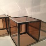 Pair of side tables in acrylic glass & chrome steel 1970