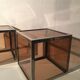 Paire de tables d’appoint cube en plexiglas & acier chromé 1970