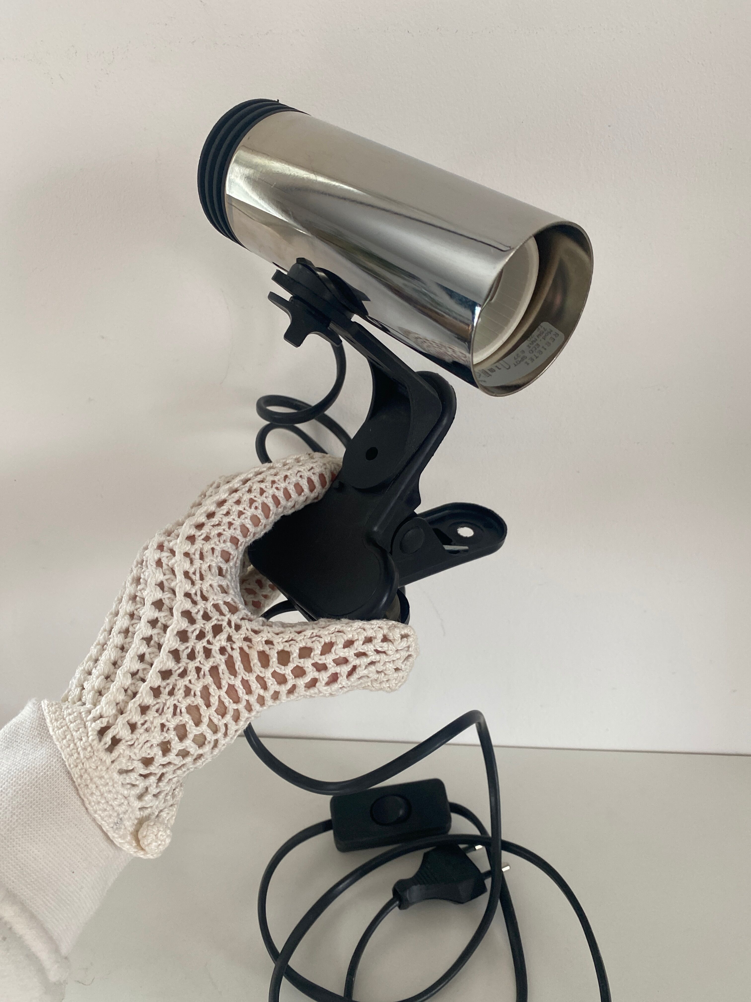 Lampe spot à pince vintage chromée