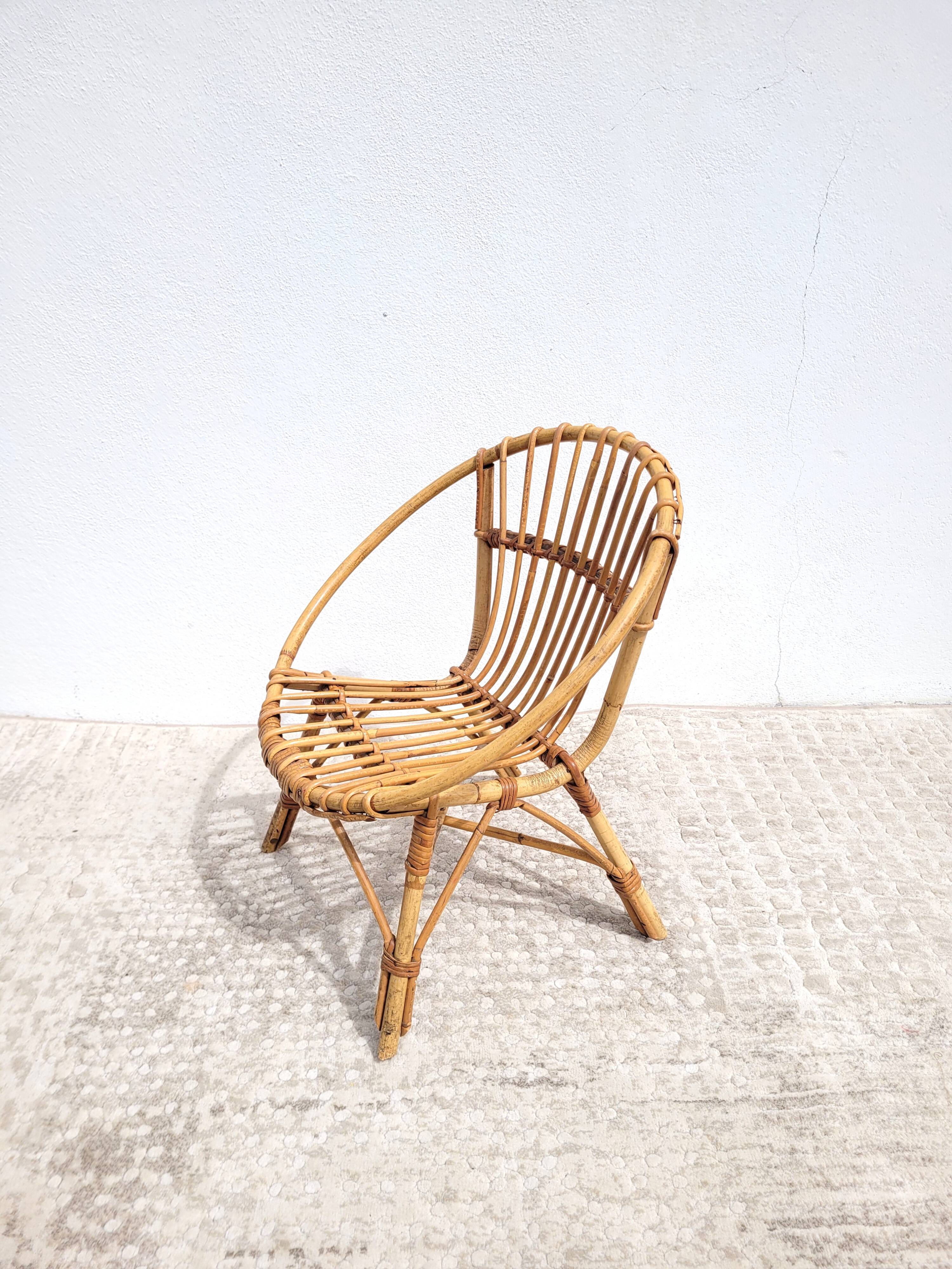 Rattan basket armchair for children