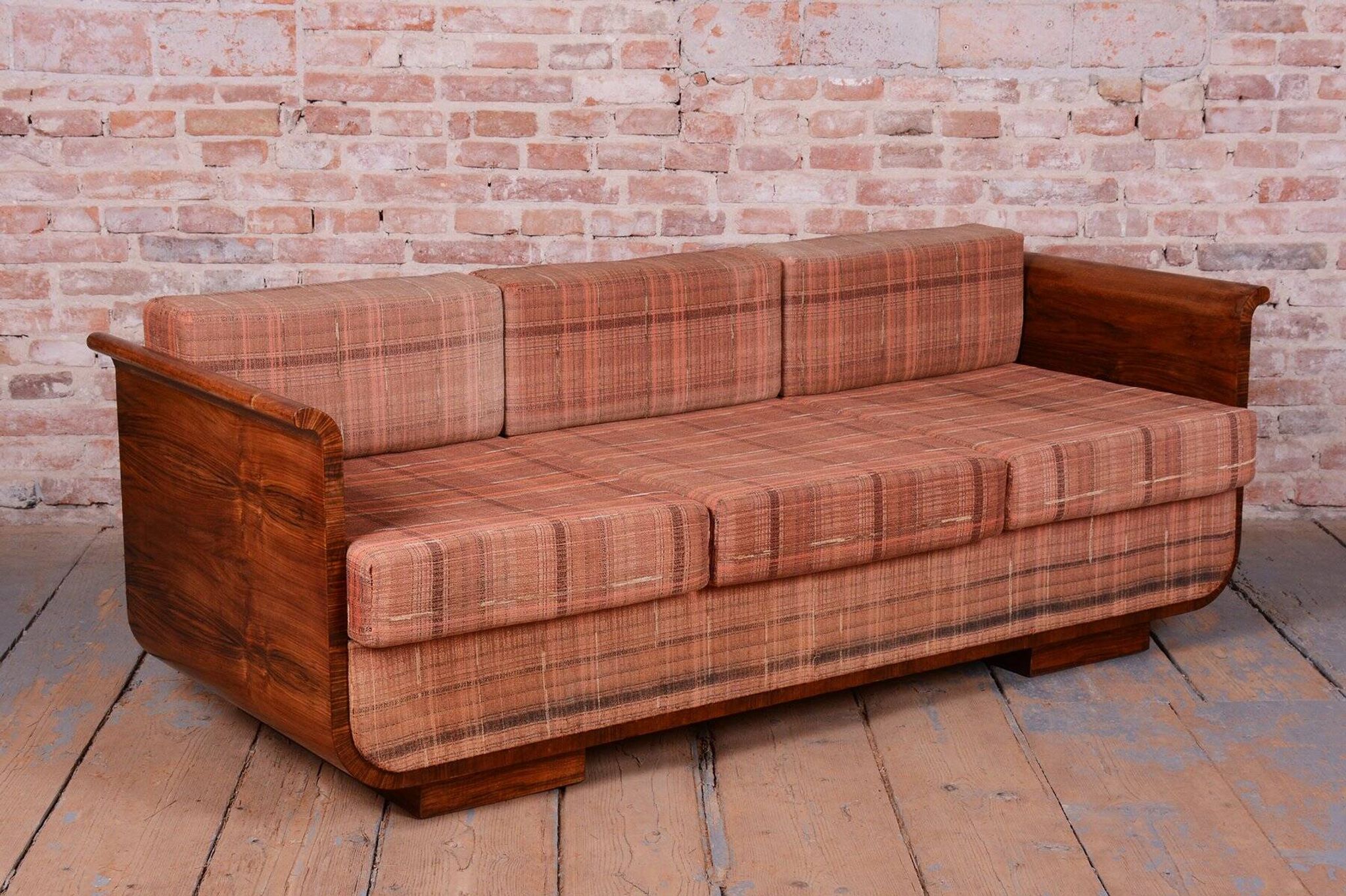 Art Deco Walnut Sofa by J. Halabala for Up Zavody, Czech, 1930s