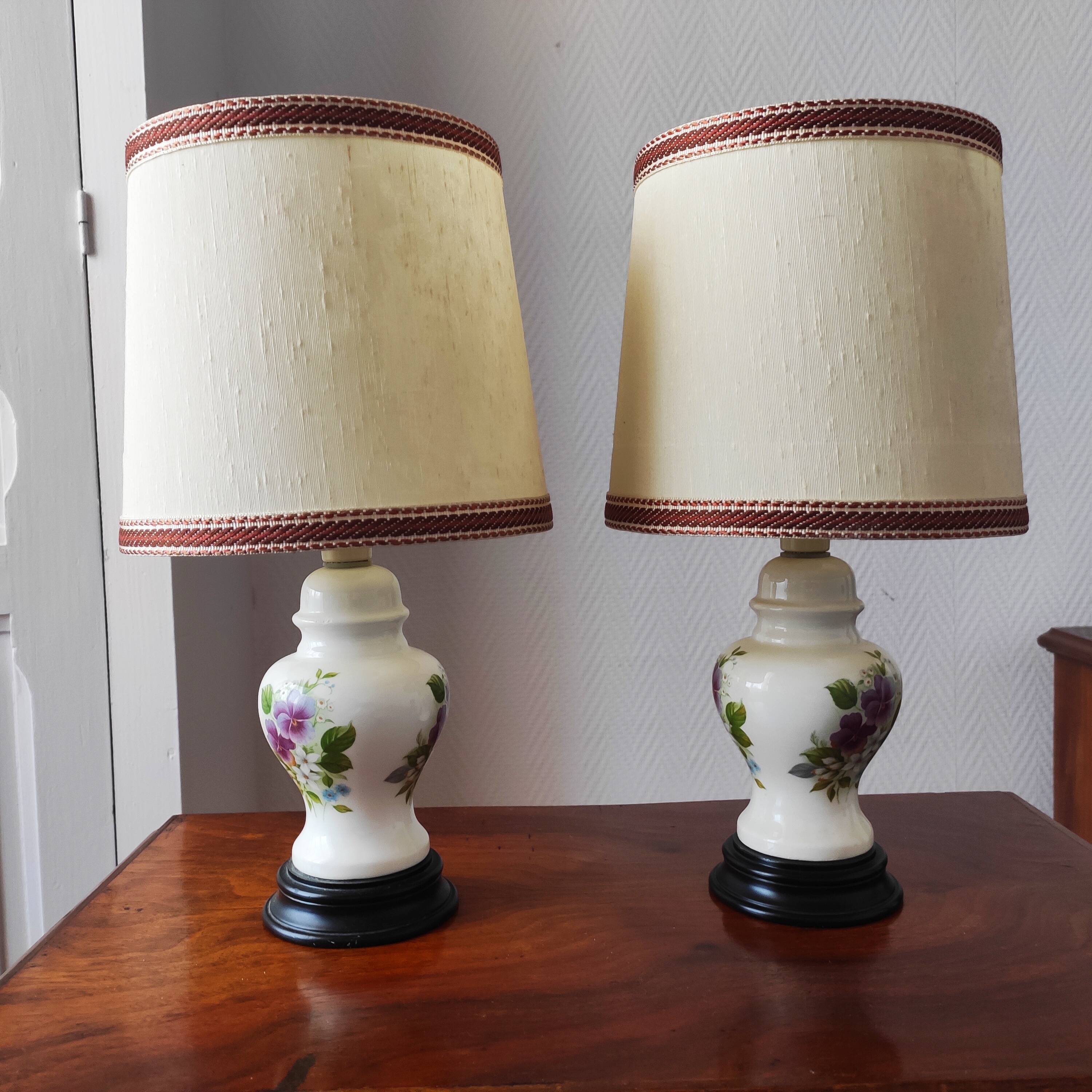 Pair of vintage ceramic bedside lamps