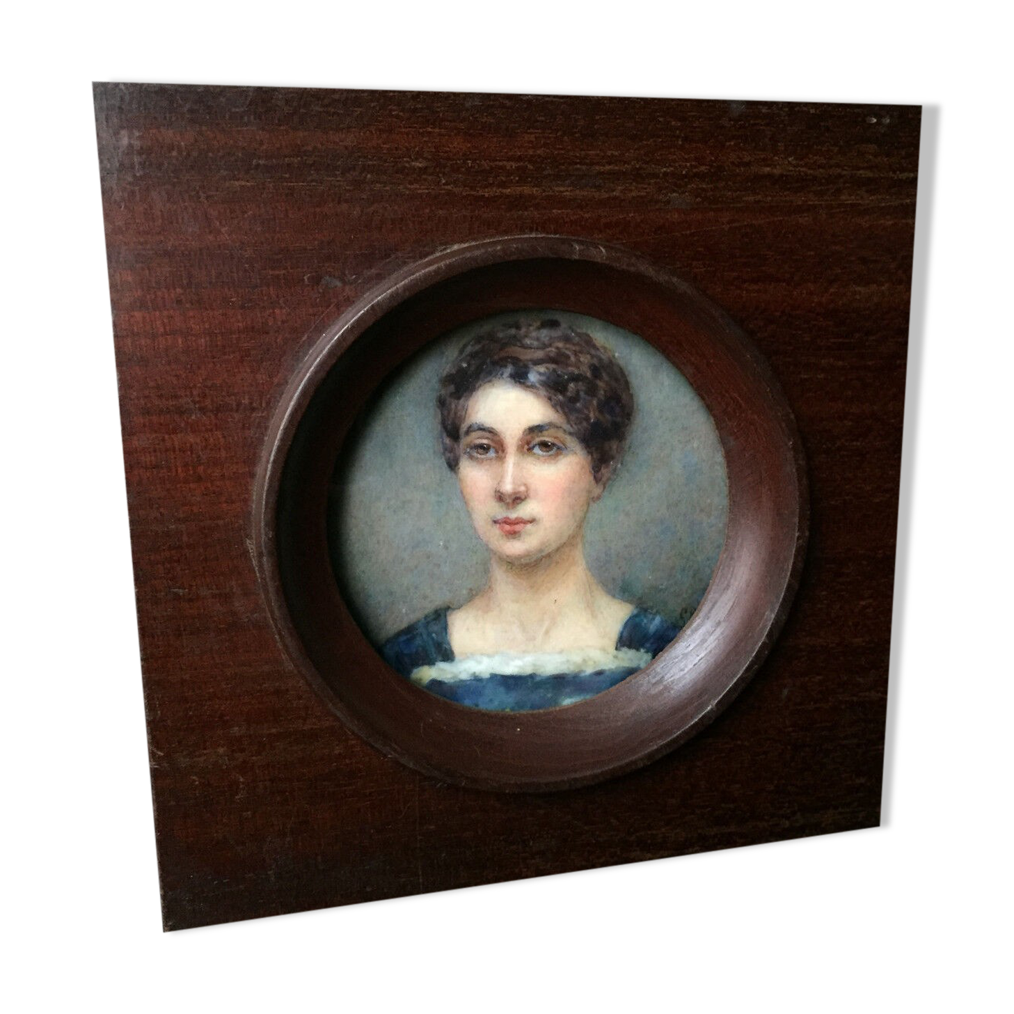 MINIATURE PORTRAIT WOMAN HAND PAINTED NINETEENTH CENTURY SUILEM